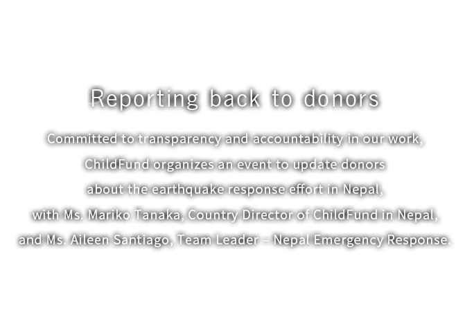 November,2015 Reporting back to donors